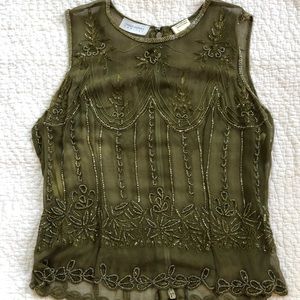Green Silk beaded top